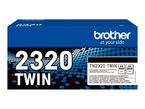 BROTHER TN2320 TWIN MULTIPACK CONF 2 Pz.TN2320 TONER NERO PER BROTHER DCP-L2500, L2520, L2560, HL-L2300, L2340, L2360, L2365, MFC-L2700, L2720, L2740